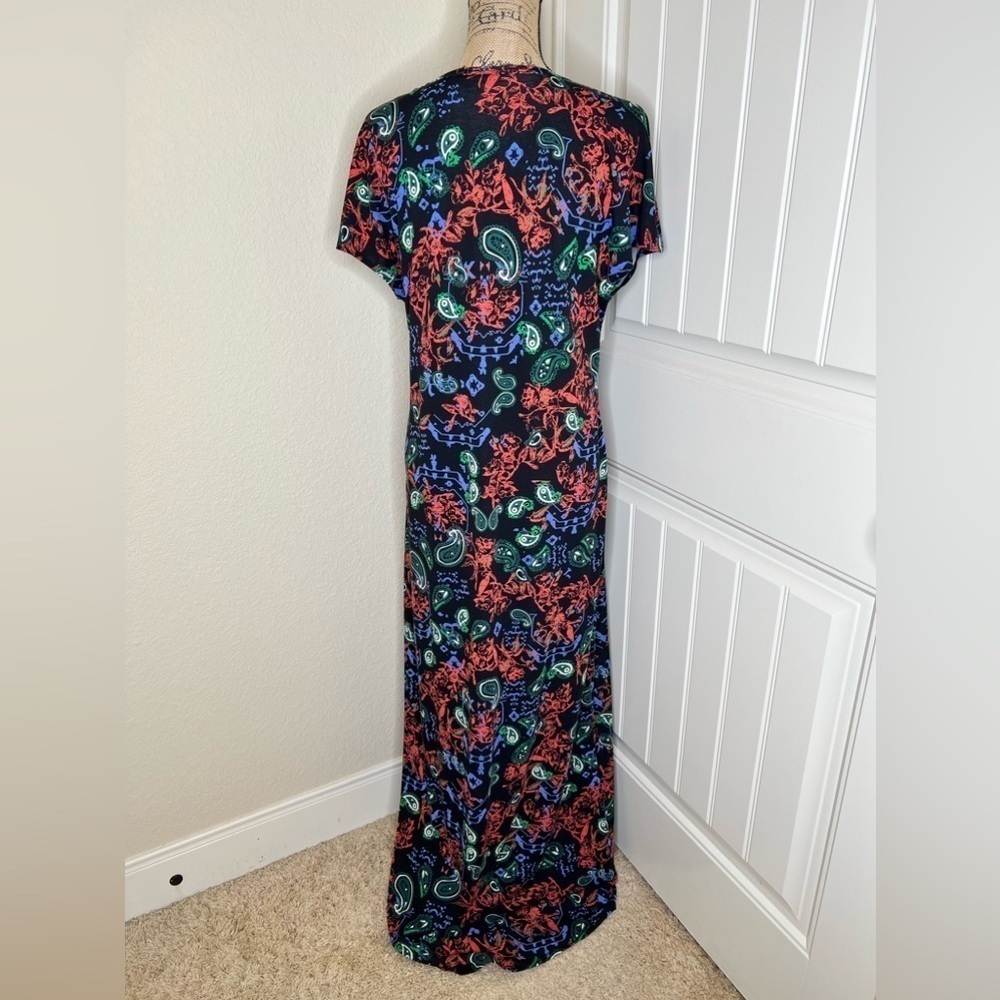 LuLaRoe Discontinued Black with Multicolor Floral Print Ana Dress Size Large - Picture 6 of 9